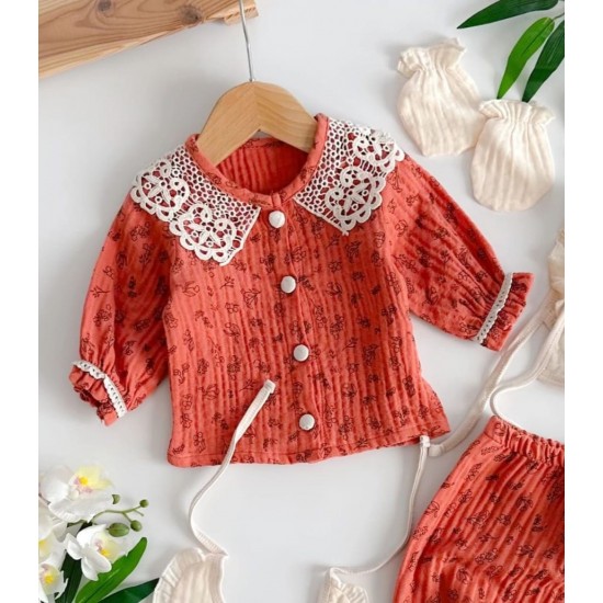 Yeni Doğan Kız Bebek Müslin 5 li Set Hastane Çıkışı