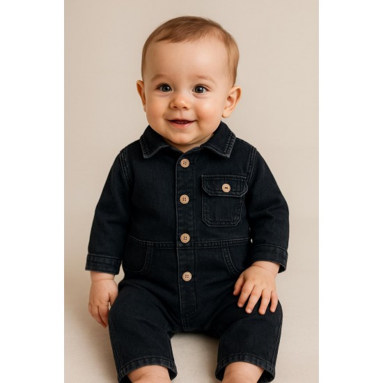 Yumuşak Ultra Esnek Kot Geniş Kalıp Bebek Tulum