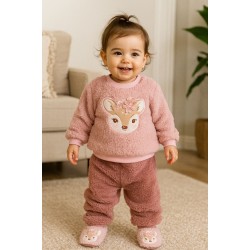 Pelüş Welsoft Panduflu Yavru Ceylan Figürlü Kışlık Kız Bebek Takım