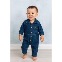 Yumuşak Ultra Esnek Kot Geniş Kalıp Bebek Tulum