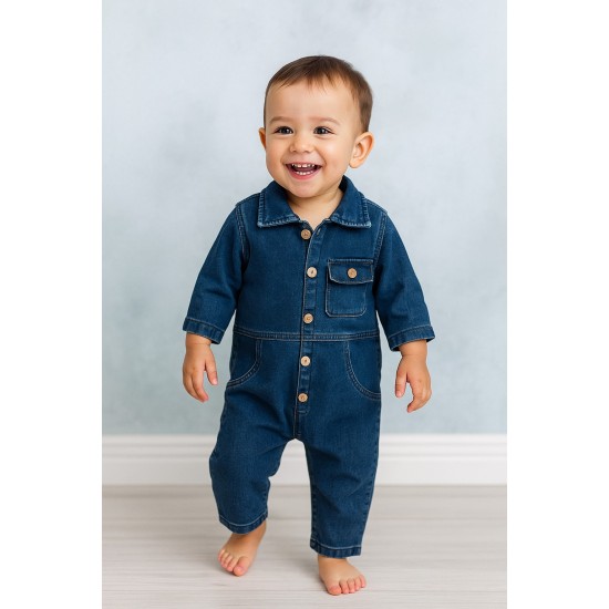 Yumuşak Ultra Esnek Kot Geniş Kalıp Bebek Tulum