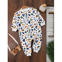 %100 Pamuk İçi Astarlı Elyafsız Soyut Desenli Mevsimlik Kız ve Erkek Bebek Uyku Tulumu