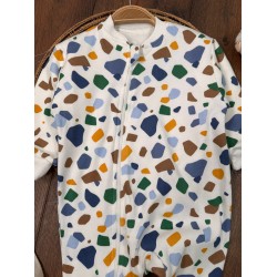 %100 Pamuk İçi Astarlı Elyafsız Soyut Desenli Mevsimlik Kız ve Erkek Bebek Uyku Tulumu